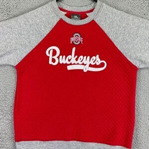 Ohio State Buckeyes Sweatshirt Womens Medium Quilted Red Grey Knights Apparel
